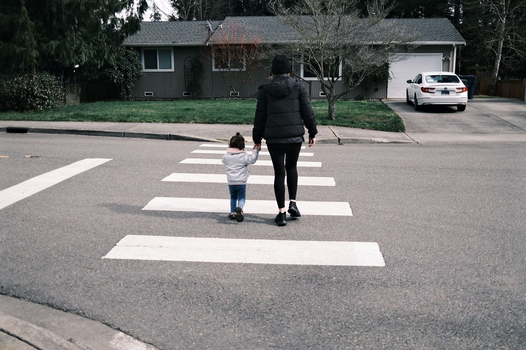 Breya and my mom walking back from the local park at the beginning of March.